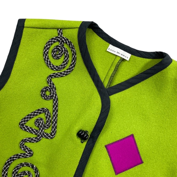 Lynn Murray Small Vest Wool Eclectic Green Black (see description)‎ - Picture 2 of 5
